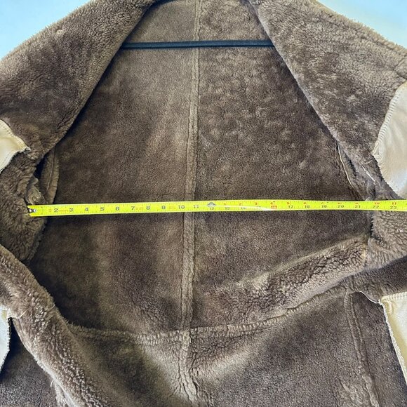 Vintage Shearling Sheepskin Jacket Coat 70s Mens Size Small? Made In Italy Heavy - Picture 12 of 13